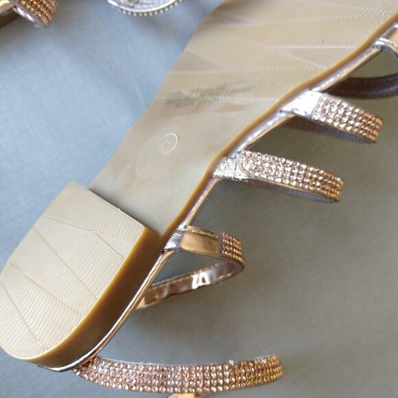 Rose Gold Gladiator Sandals size 5.5 new with imperfections spiral no tie flats - Picture 12 of 15